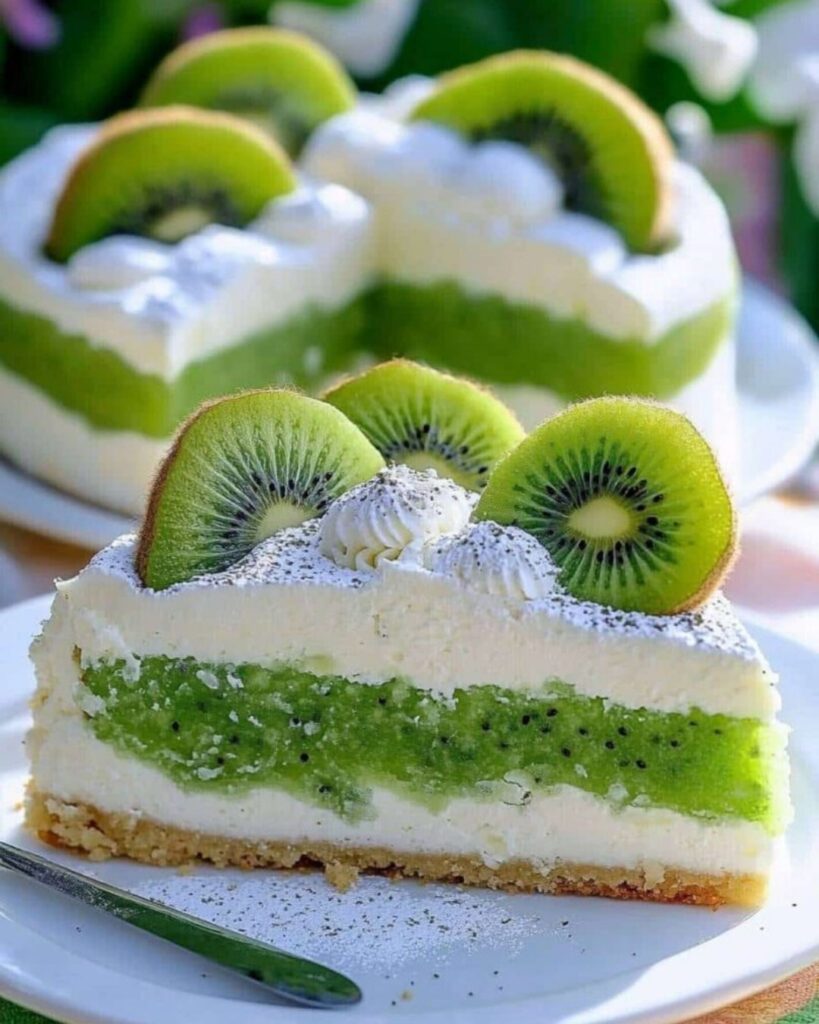 Erfrischende Kiwi-Torte ohne Backen mit Frischkäse und Butterkeksboden ... Erfrischende Kiwi-Torte ohne Backen mit Frischkäse und Butterkeksboden ...