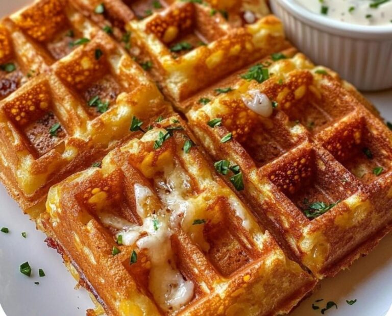 Waffeln mit Speck, Käse und Zwiebeln – mit Knoblauchrahm – Oma Maria ... Waffeln mit Speck, Käse und Zwiebeln – mit Knoblauchrahm – Oma Maria ...