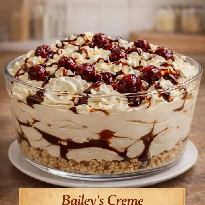 Flasche Bailey’s Creme und ein Glas mit köstlicher Sahne-Whiskey Mischung