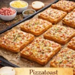 Köstlicher Pizzatoast mit frischen Zutaten und geschmolzenem Käse