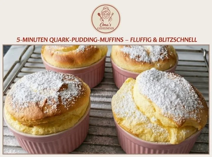 Fluffige Quark-Pudding-Muffins frisch aus dem Ofen, ideal für einen Snack.