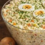 Bunte Salat-Tasse mit frischem Gemüse und Dressing auf einem Holztisch