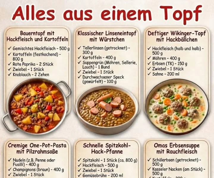 Deftige Sattmacher aus einem Topf: 6 köstliche und nahrhafte Rezepte.