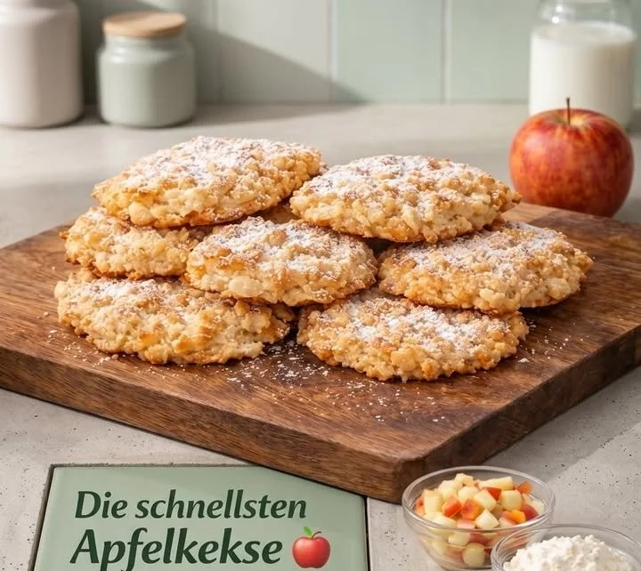 Glutenfreie Apfelkekse ohne Mehl auf einem Teller serviert.