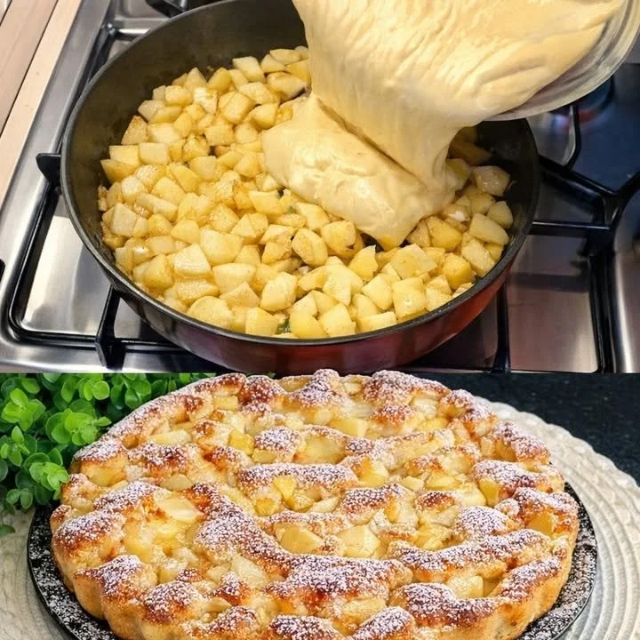 Hausgemachter Apfelkuchen mit Äpfeln und Zimt auf einem Teller