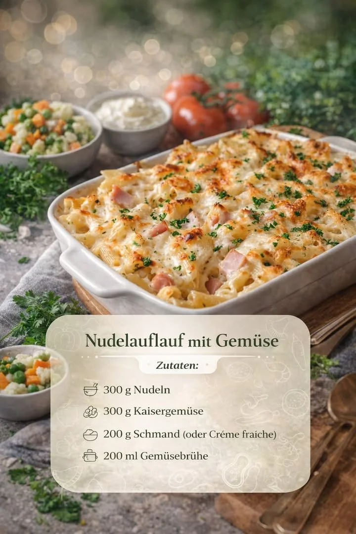 Leckerer Auflauf mit frischen Zutaten und Käse überbacken