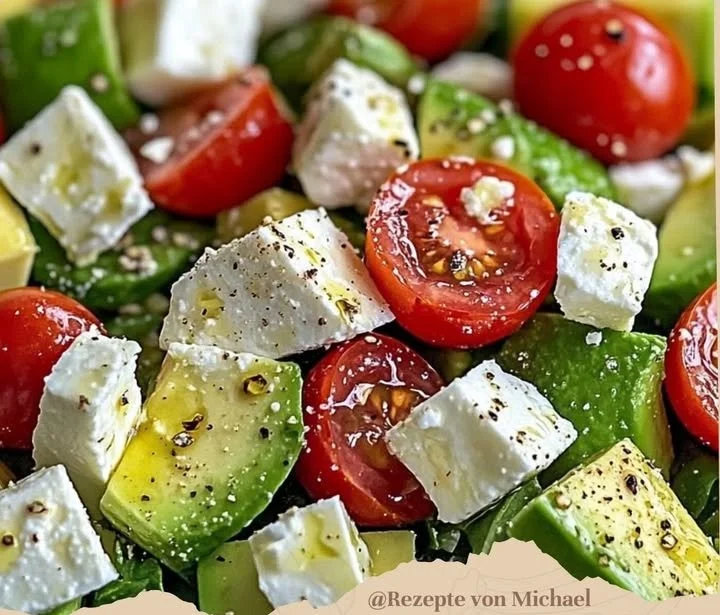 Gesunder Avocado-Feta-Salat mit frischen Zutaten