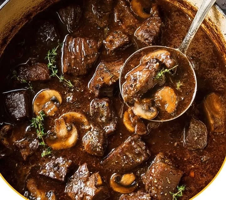 Leckeres Bierfleisch Gericht mit zartem Fleisch und Biersoße