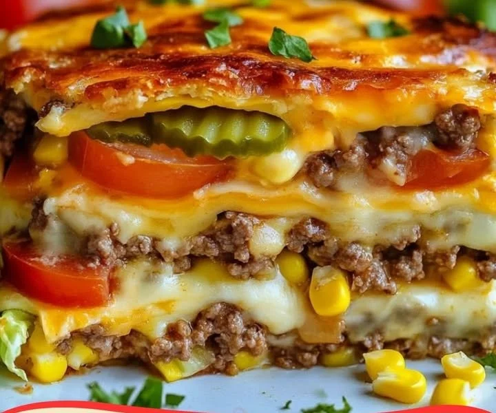 Big Mac Casserole im Ofen zubereitet, eine köstliche und einfache Mahlzeit.