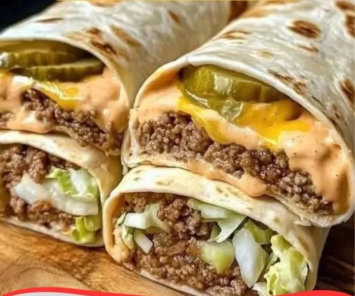 Leckere Big Mac Wraps mit hausgemachter Sauce auf einem Teller.
