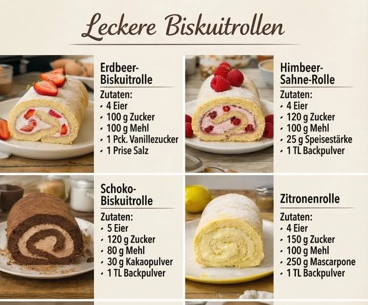 Leckere Biskuitrolle auf einem Teller serviert