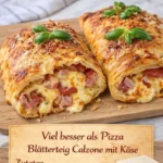 Blätterteig Calzone gefüllt mit Salami und Käse