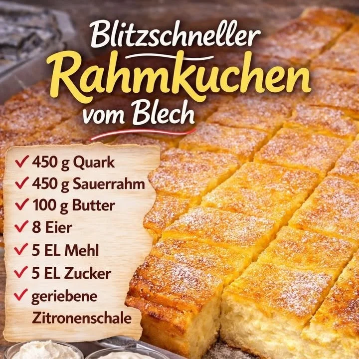 Blitzschneller Rahmkuchen vom Blech - einfach und lecker.