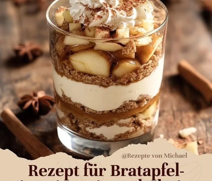 Bratapfel-Tiramisu mit Spekulatius als herbstliches Dessert.