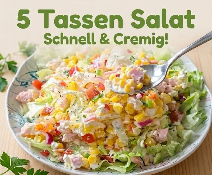Cremiger Salat mit frischen Zutaten und einer leckeren, cremigen Dressing-Soße