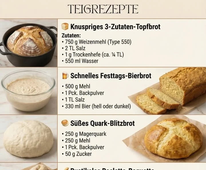 Knuspriges 3-Zutaten-Pot Bread frisch aus dem Ofen auf einem Holzbrett.