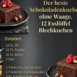 Leckerer Schokoladenkuchen ohne Waage auf einem Blech serviert.