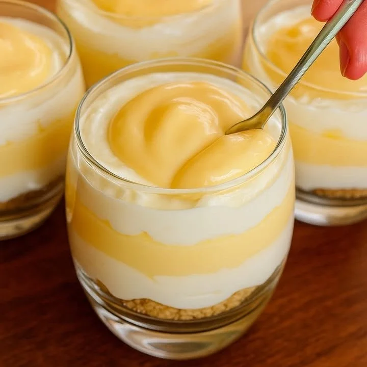 Eierlikör Tiramisu mit Mascarpone, ein cremiges Dessert in Dessertschale serviert.