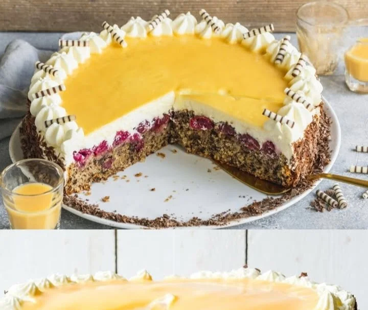 Leckere Eierlikörtorte mit Sahne und Schokoladendekor