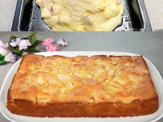 Schmackhafter einfacher Apfelkuchen auf einem Teller