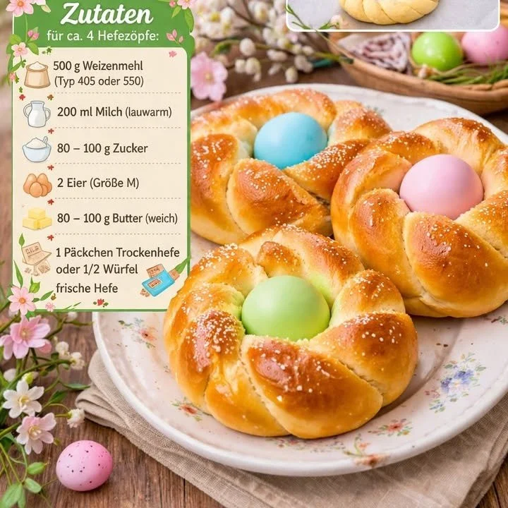 Fluffige Oster-Hefezeppfe frisch gebacken