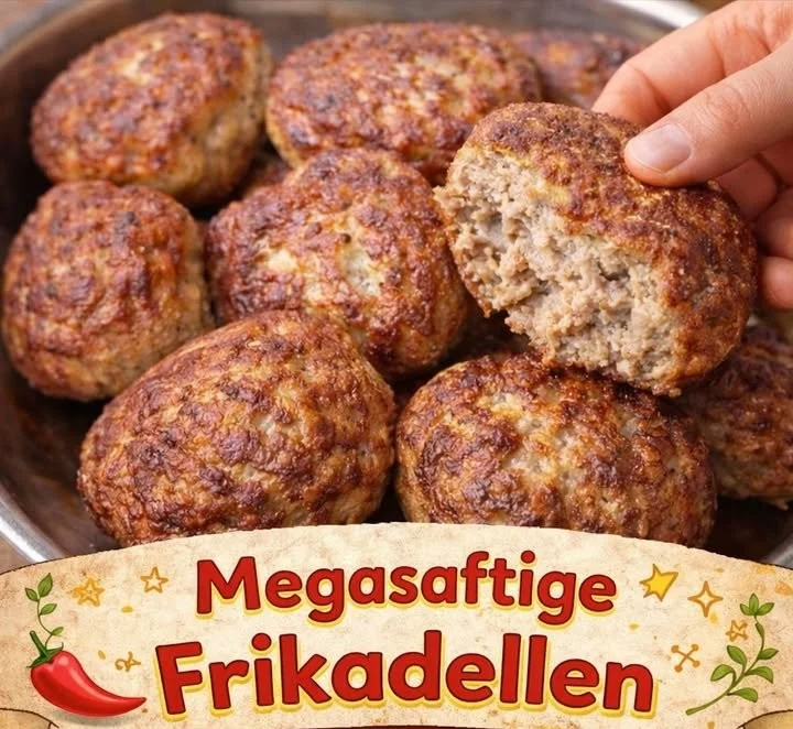 Hausgemachte Frikadellen auf einem Teller serviert mit Beilagen.