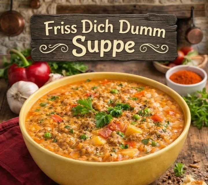 Schüssel mit Friss-Dich-Dumm-Suppe, lecker und außergewöhnlich