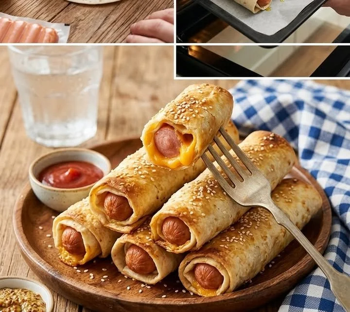 Gebackene Tortilla-Rollen gefüllt mit köstlichen Zutaten