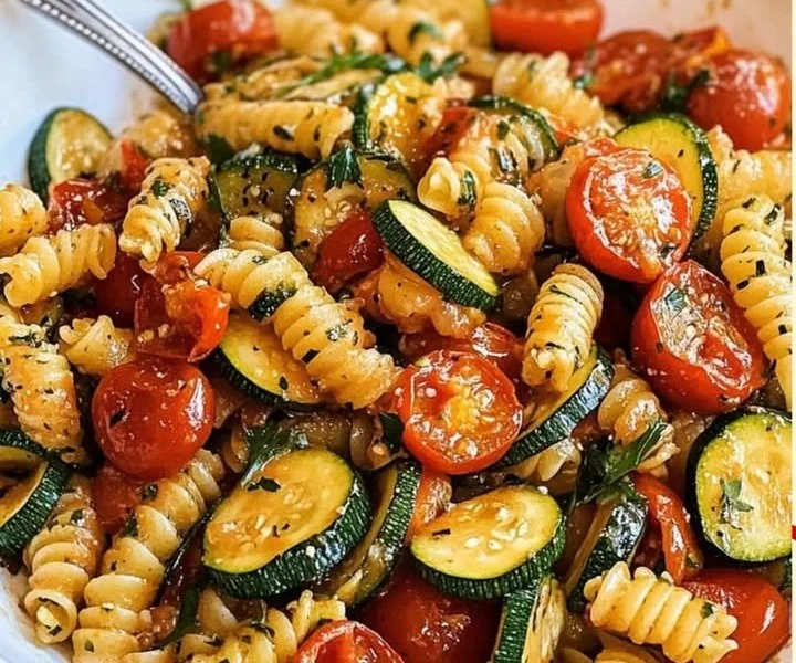Gesunde Tomaten-Zucchini-Pasta mit frischen Zutaten