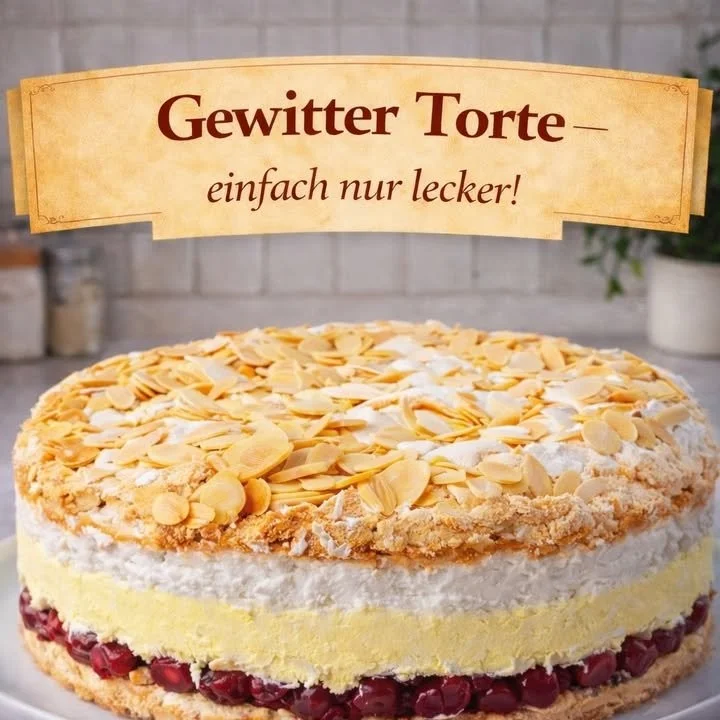 Leckere Gewitter-Torte mit Schokoladenfüllung und buntem Zuckerguss