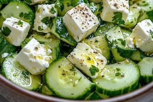 Erfrischender Gurken Feta-Salat mit frischen Zutaten