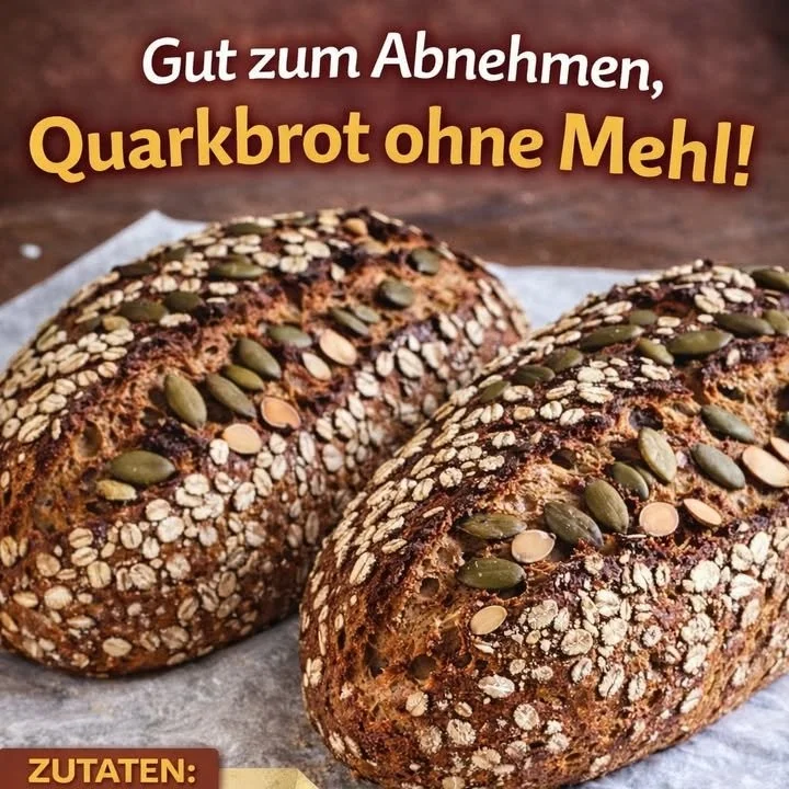 Haferbrot mit Quark ohne Hefe auf einem Tisch serviert