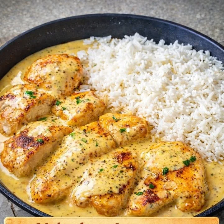 Hähnchenpfanne in Honig-Senfsoße mit frischem Gemüse