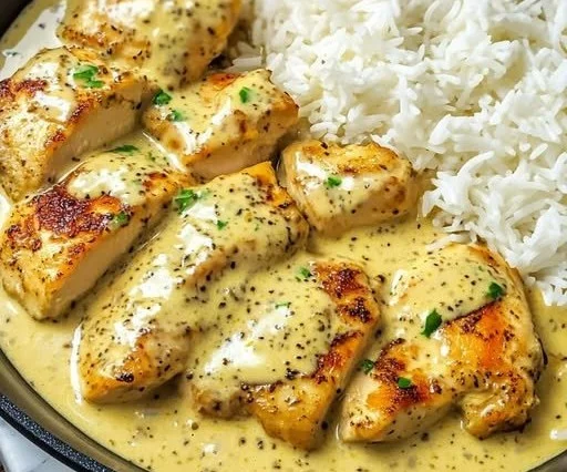 Hähnchenpfanne in Honig-Senfsoße