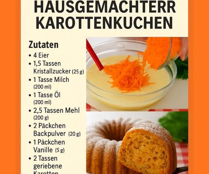 Hausgemachter Karottenkuchen mit frischen Karotten und Gewürzen