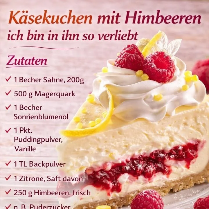 Himbeer Käsekuchen ohne Schnickschnack auf einem Tortenstand