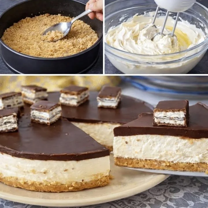 Kalter Pinguinkuchen mit Schokoladengeschmack und Pinguin-Dekorationen