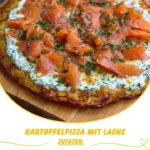 Leckere Kartoffelpizza mit Lachs, frisch zubereitet und serviert.