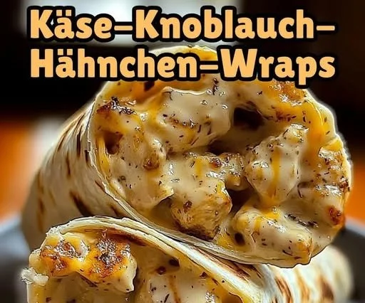 Käse-Knoblauch-Hähnchen-Wraps auf einem Teller serviert