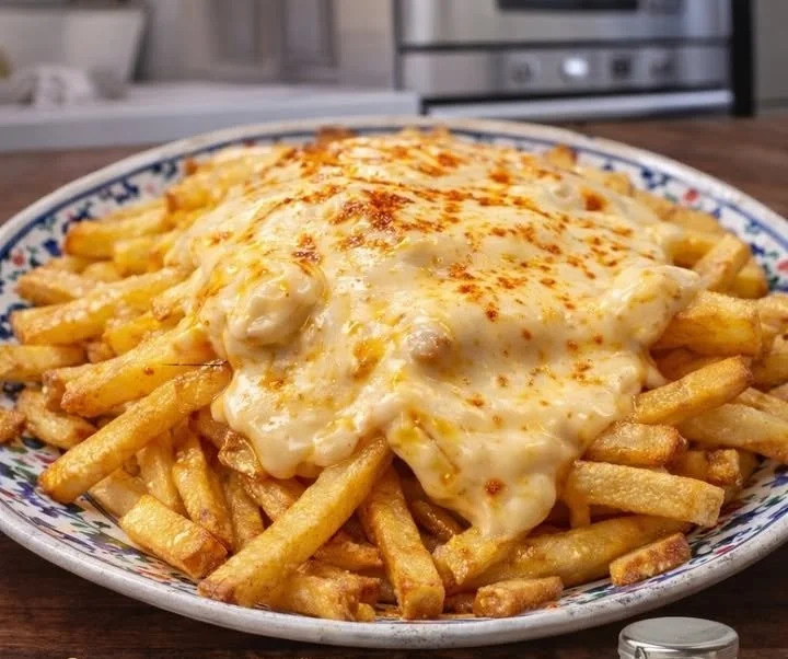 Hausgemachte Käsesoße für Pommes, cremig und deliziös.