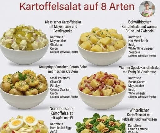 Klassischer Kartoffelsalat mit Mayonnaise und Gewürzgurke auf einem Teller