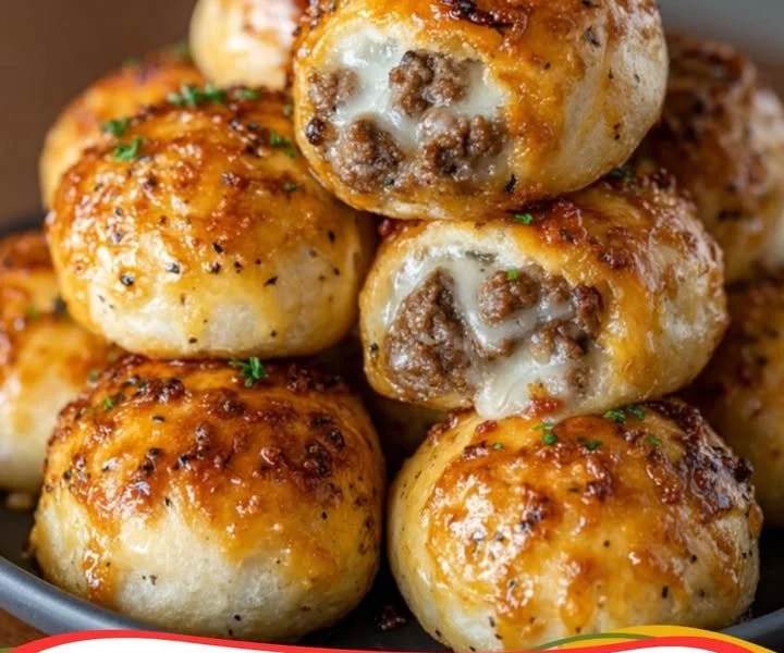 Knoblauch Parmesan Cheeseburger Bomben auf einem Teller serviert