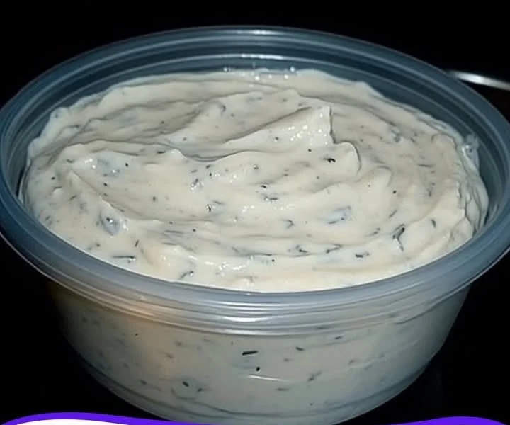 Hausgemachtes Knoblauchdip in einer Schüssel, ideal zum Dippen von Snacks.