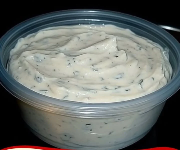 Hausgemachter Knoblauchdip in einer Schüssel mit frischem Brot