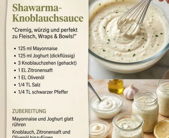 Selbstgemachte Knoblauchsauce für Shawarma auf einem Teller