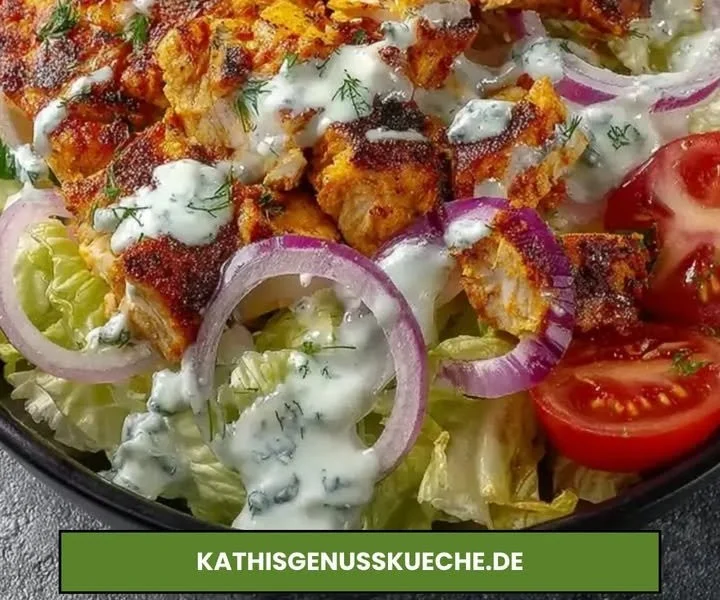 Low Carb Döner Teller ohne Kohlenhydrate mit frischem Gemüse und Fleisch