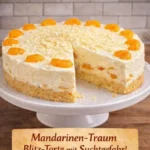 Mandarinen Blitztorte mit Suchtfaktor auf einem eleganten Teller