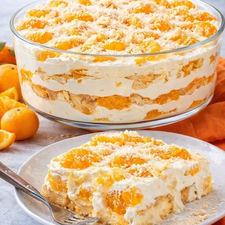 Mandarinen Tiramisu Dessert mit frischen Mandarinen und Mascarpone.