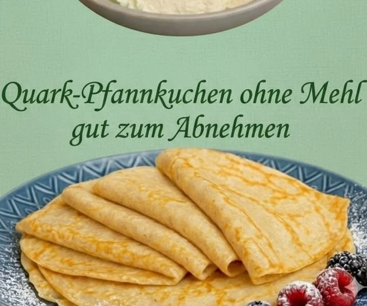 Fluffige Mogel-Pfannkuchen aus Quark auf einem Teller serviert