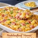 Nudelauflauf 'Hawaii' mit Ananas und Schinken